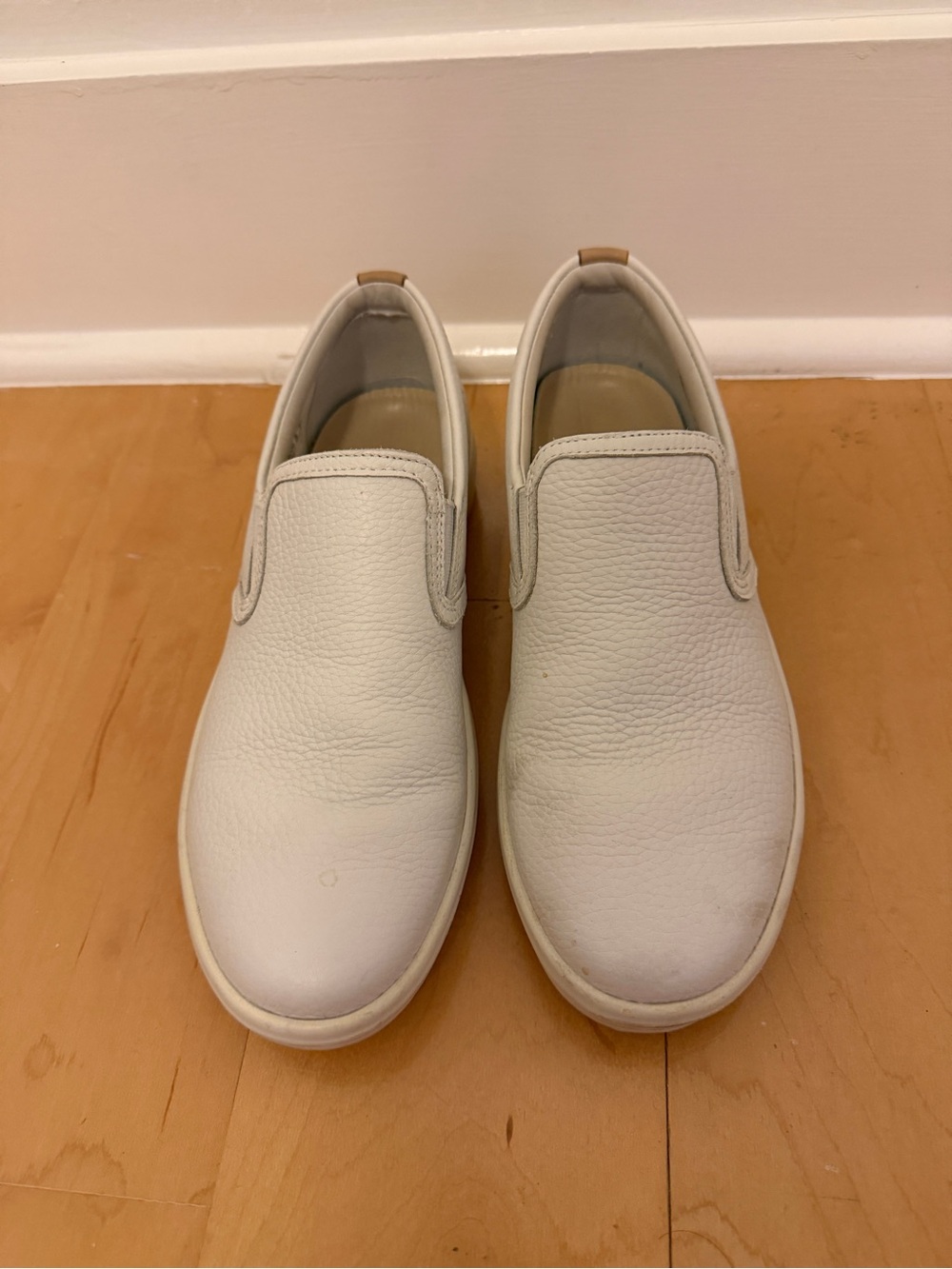 Ecco White Leather Slip-On Loafers